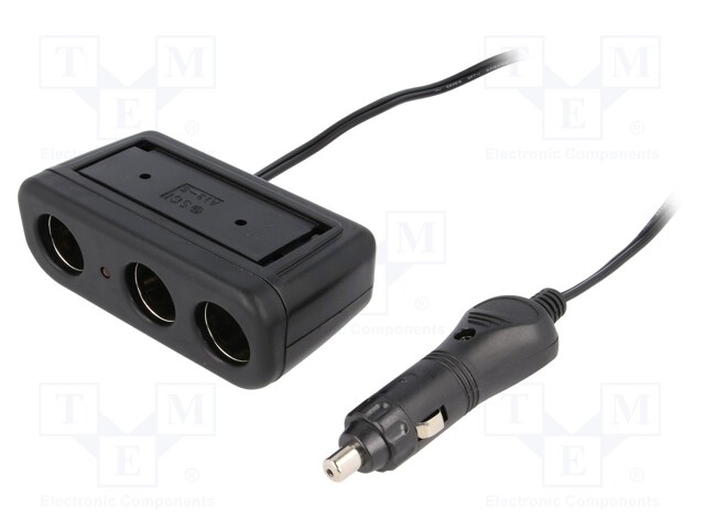 Cigarette lighter splitter; car lighter socket x3; 8A; 12V/3x3A