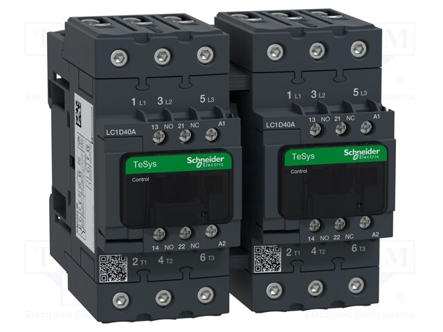 Relay Contactor, TeSys D Series, 3PST-NO, 3P, 40 A at 440 VAC, 30 kW at 690 VAC
