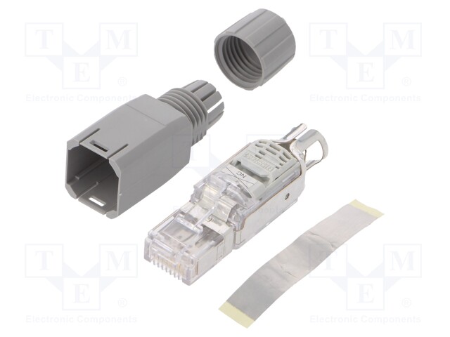 Plug; RJ45; PIN: 4; Cat: 5; gold-plated; Layout: 8p8c; 22AWG; IDC