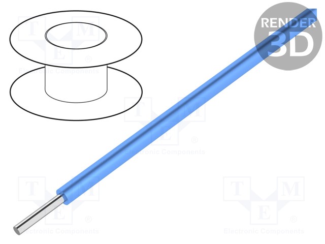 Wire; UL1007,UL1569; solid; Cu; 20AWG; blue; 30,5m; PVC; 300V