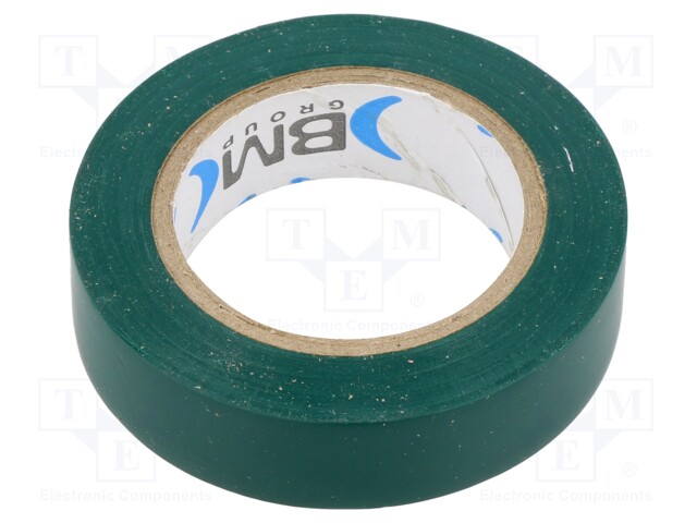 Tape: electrical insulating; W: 15mm; L: 10m; Thk: 0.15mm; green