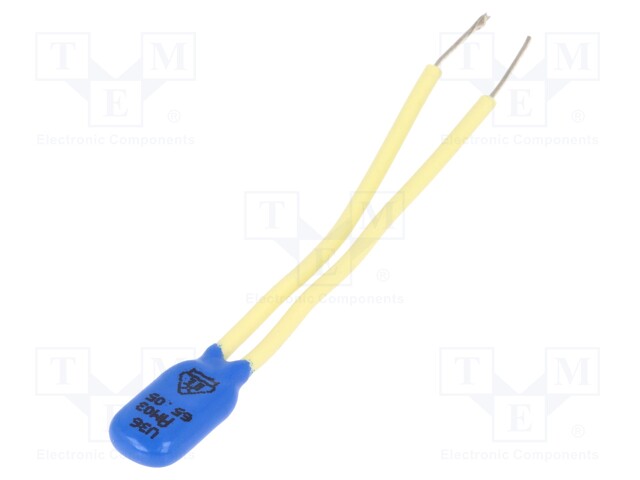 Sensor: thermostat; Output conf: NC; Topen: 65°C; Tclos: 50°C; 2.5A