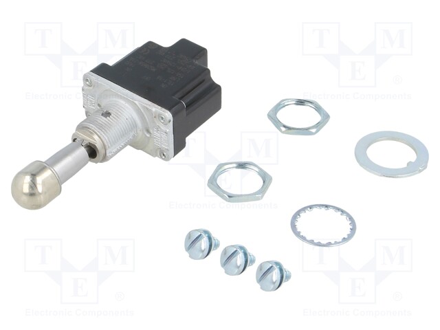 Switch: toggle; Pos: 3; SPDT; ON-OFF-ON; 15A/125VAC; Leads: screw