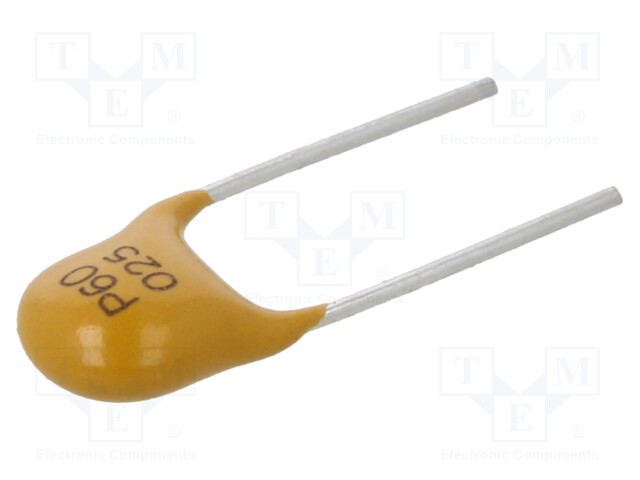 Fuse: PTC polymer; 250mA; Imax: 40A; THT; PTR060V; bag