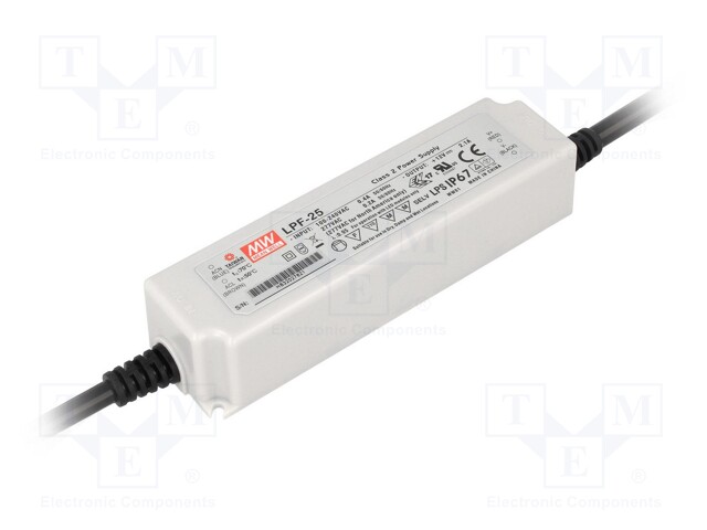 Power supply: switched-mode; LED; 25W; 20VDC; 1.25A; 90÷305VAC