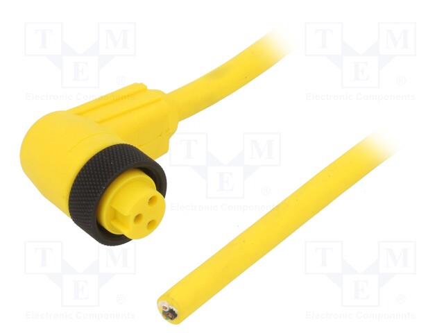Connection lead; 7/8”; PIN: 3; angled; 3m; plug; IP67; Colour: yellow