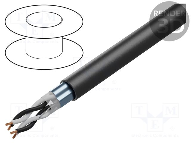 Wire; BiT RE-2Y(St) Yv-FR; 2x2x0.75mm2; outdoor; stranded; Cu; PVC