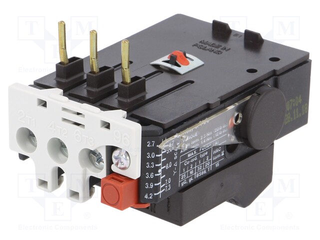 Thermal relay; Leads: screw terminals; 2.7÷4.2A; -5÷40°C