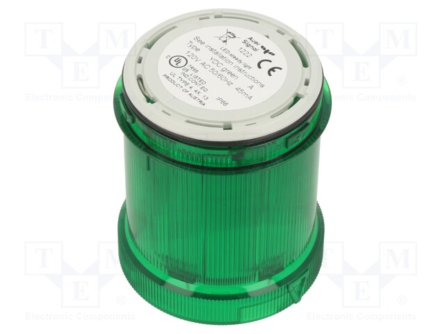 Signaller: lighting; LED; green; Usup: 110÷120VAC; IP66; Ø63x76mm