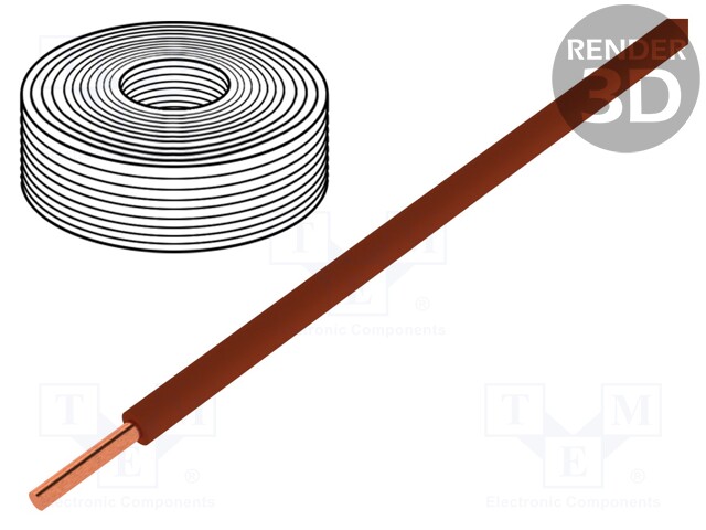 Wire; 0.2mm2; solid; Cu; PVC; brown; 60V; 10m; 1x0.2mm2