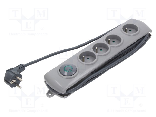 Plug socket strip: protective; Sockets: 4; 230VAC; 16A; 1.5m