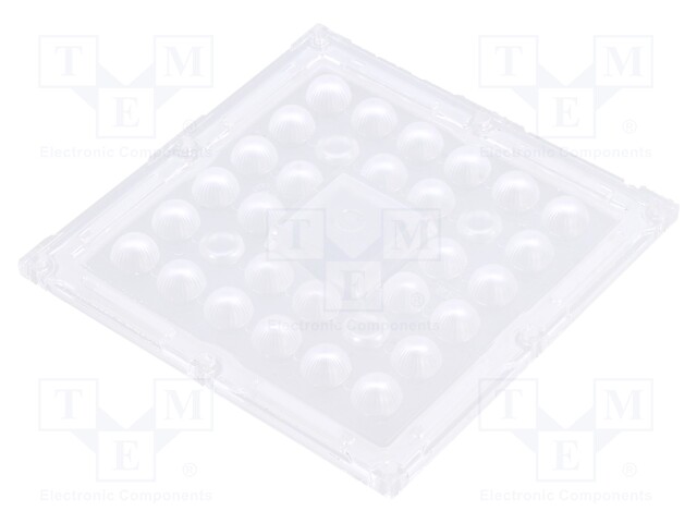 LED lens; square; Mat: PMMA plexiglass; transparent; H: 9.5mm