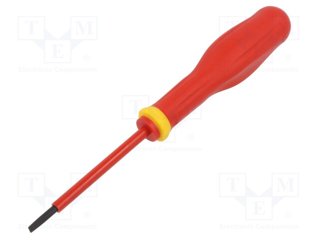 Screwdriver; insulated; slot; 3,5x0,6mm; Blade length: 75mm; 1kVAC