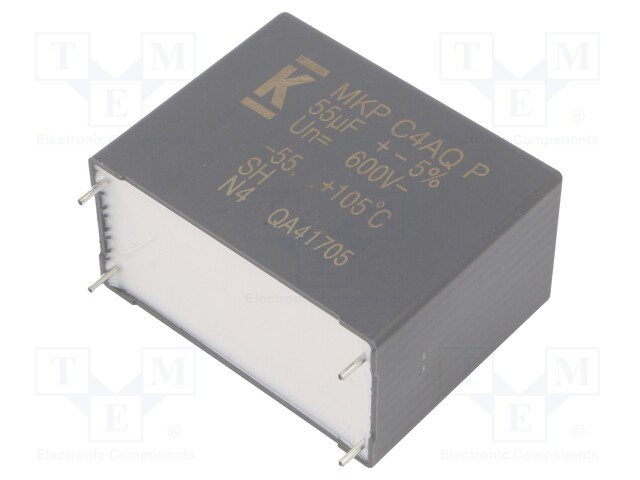Capacitor: polypropylene; DC-Link; 55uF; ESR: 4.5mΩ; THT; ±5%; 23A