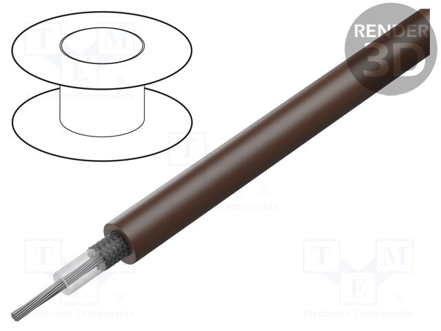 Wire: coaxial; RG179; 1x30AWG; stranded; CCS; 30AWG; PTFE; brown