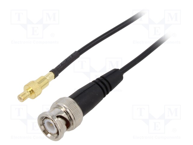 Cable; 50Ω; 0.5m; BNC male,SMB male; PTFE; shielded; black
