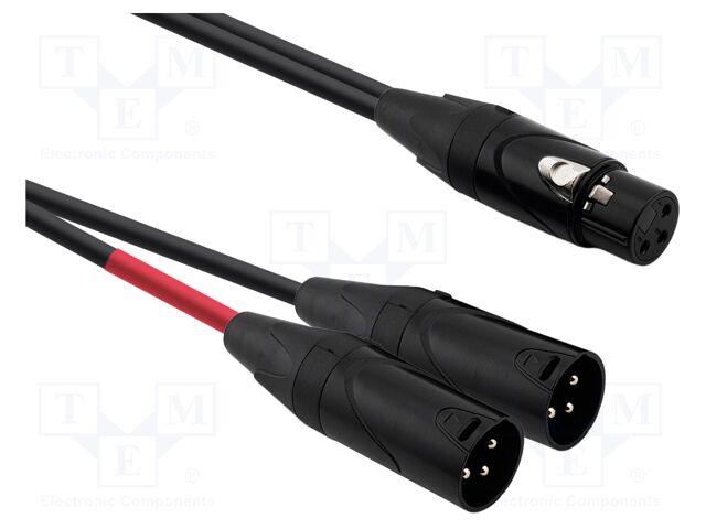 Cable; XLR male 3pin x2,XLR female 3pin; 10m; black; PVC