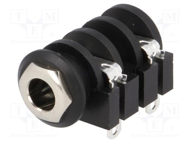 Socket; Jack 6,35mm; female; mono; with double switch; angled 90°