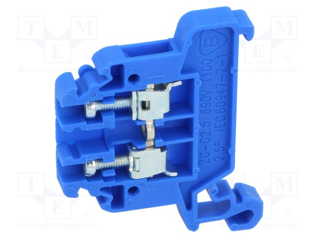 Splice terminal: rail; 0.5÷2.5mm2; ways: 1; terminals: 2; blue; TS35