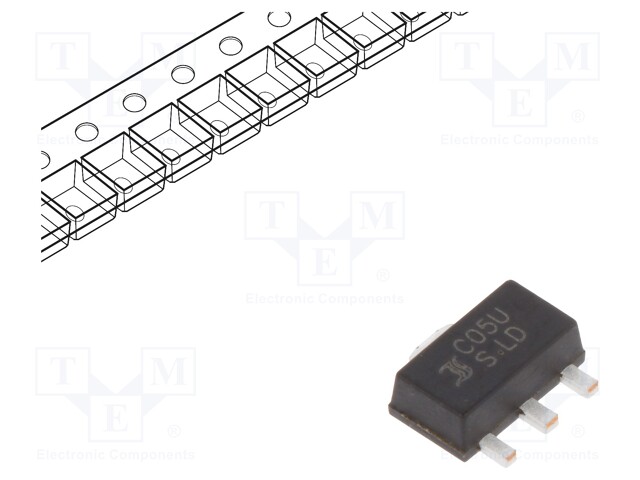 IC: voltage regulator; LDO,linear,fixed; 5V; 500mA; SOT89; SMD