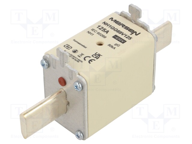 Fuse: fuse; gG; 125A; 690VAC; 400VDC; ceramic,industrial; NH1