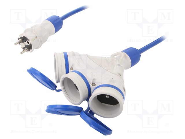 Extension lead; Sockets: 3; PUR; blue; 3x2,5mm2; 25m; 16A