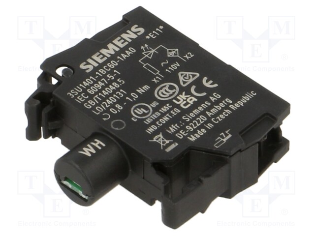 Illuminating unit; 22mm; 3SU1.5; -25÷70°C; Illumin: LED; front