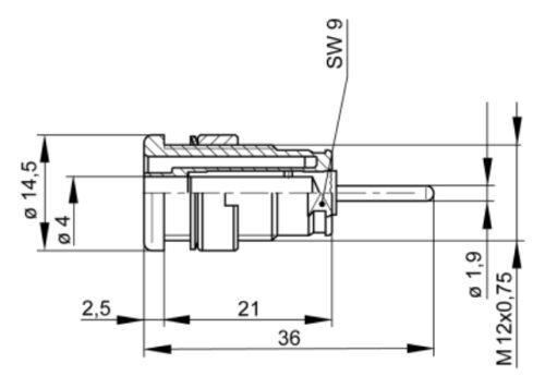 Connector: 4mm banana; socket; 24A; 1kV; black; gold-plated; 36mm