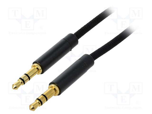 Cable; Jack 3.5mm 3pin plug,both sides; 2m; Plating: gold-plated