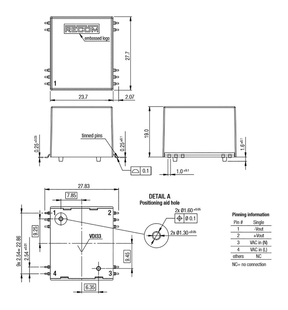 Converter: AC/DC; 3W; 85÷264VAC; Usup: 120÷370VDC; Uout: 3.3VDC