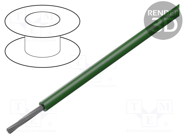 Wire; stranded; Cu; 24AWG; PVC; dark green; 600V; 30m
