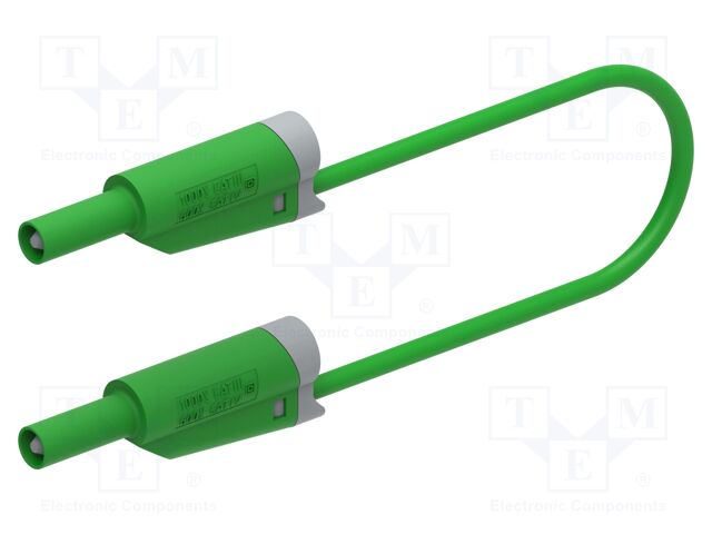 Test lead; 20A; banana plug 4mm,both sides; Len: 0.5m; green