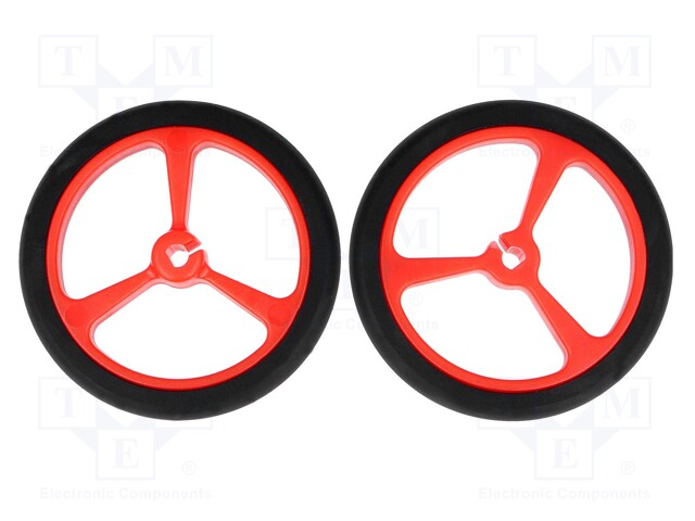 Wheel; red; Shaft: D spring; Pcs: 2; push-in; Ø: 40mm; Shaft dia: 3mm