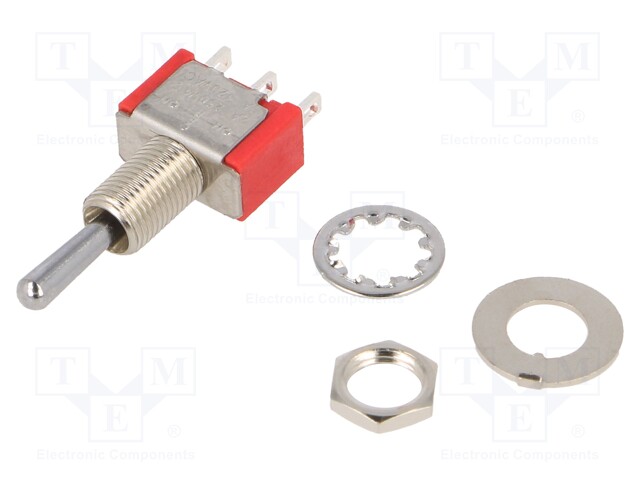 Switch: toggle; Pos: 3; SP3T; ON-OFF-ON; 2A/250VAC; 5A/28VDC; 10mΩ