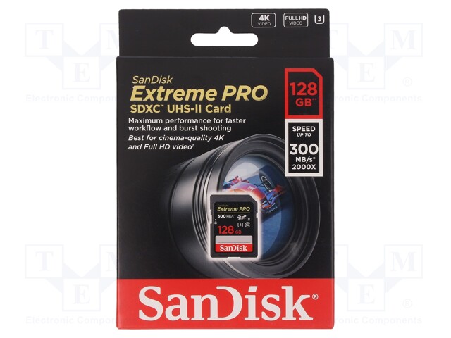 Memory card; Extreme Pro; SD XC; 128GB; Read: 300MB/s