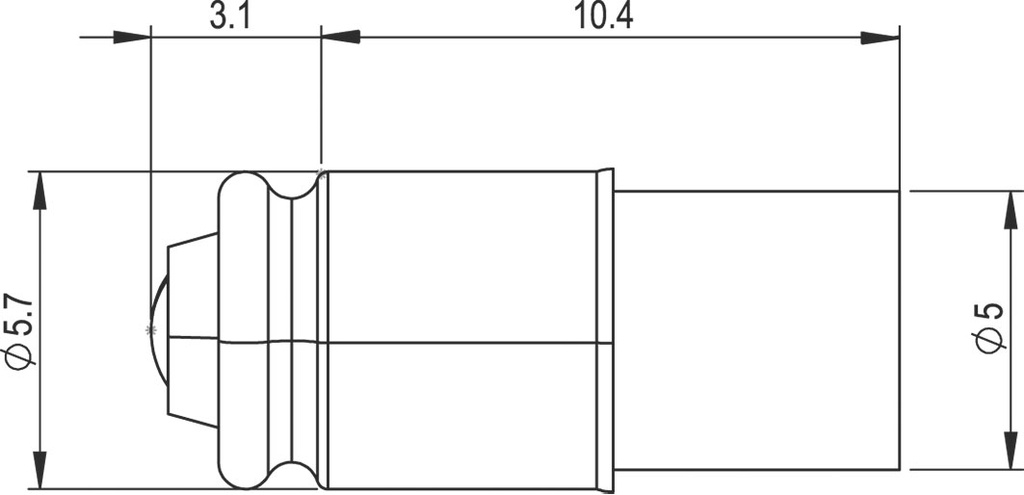 LED lamp; red; S5,7s; 5÷6VDC; No.of diodes: 1; -30÷75°C; 5mm