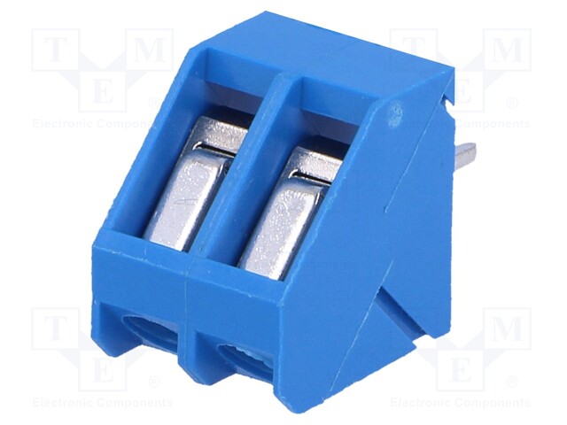 PCB terminal block; angled 45°; 5mm; ways: 2; on PCBs; 2.5mm2; 16A