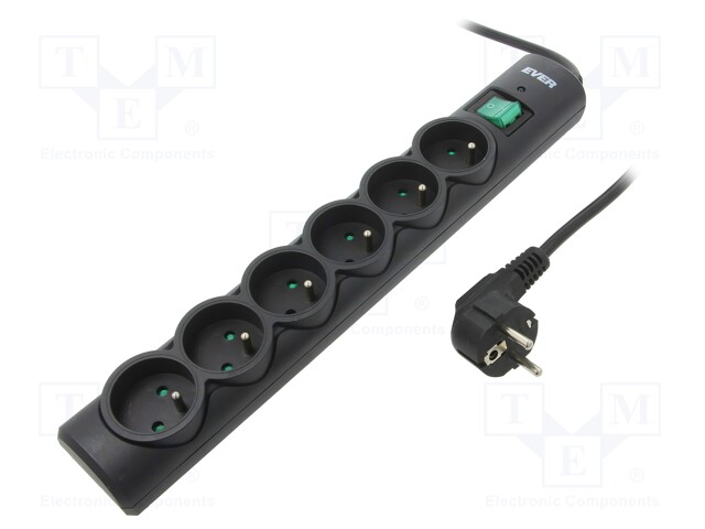 Plug socket strip: protective; Sockets: 6; 250VAC; 10A; 175J