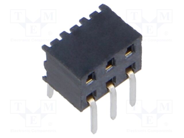 Connector: pin strips; female; PIN: 6; 2mm; gold-plated; THT; socket