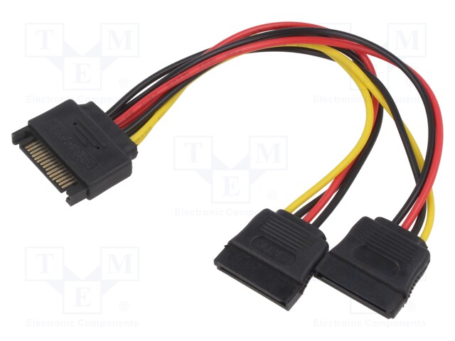 Cable: SATA; SATA 15pin male,SATA 15pin female x2; 0.18m