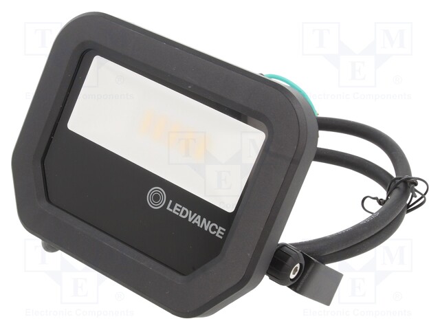 Lamp: LED flood light; 4000K; IP65; Body: black; 10W; Len: 1m; 230VAC