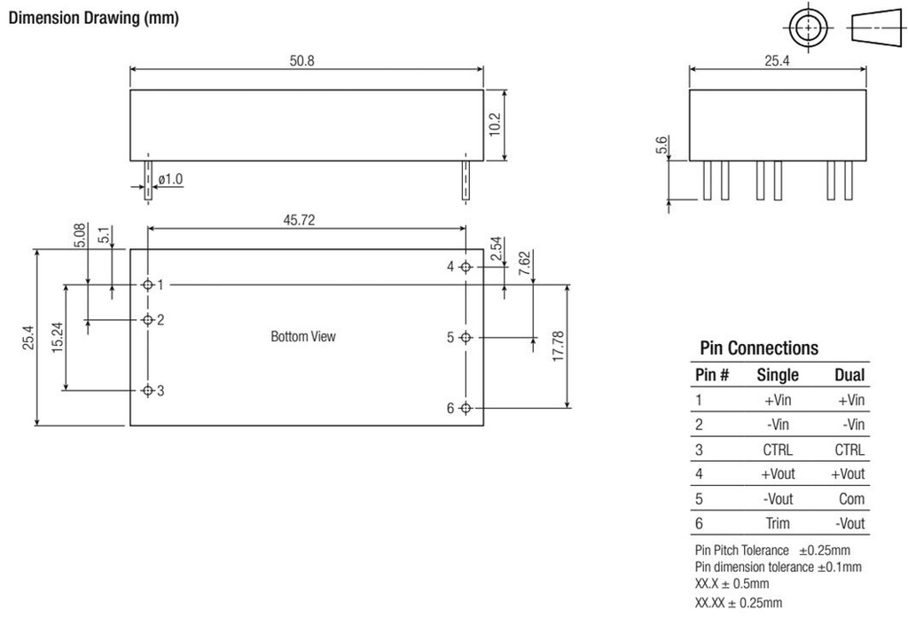 Converter: DC/DC; 40W; Uin: 43÷160V; Uout: 24VDC; Uout2: -24VDC; 32g
