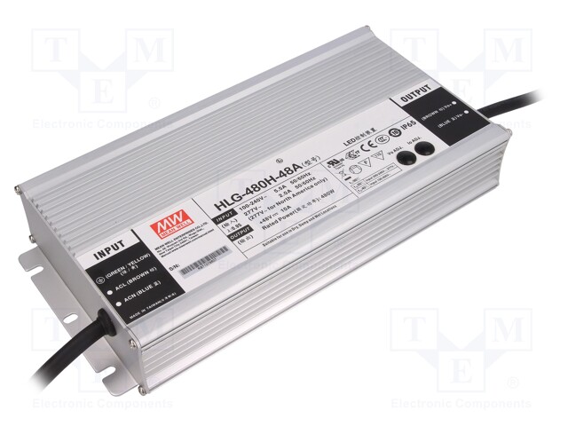 Power supply: switched-mode; LED; 480W; 48VDC; 40.8÷50.4VDC; 5÷10A
