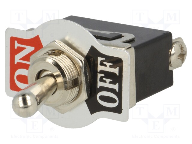 Switch: toggle; Pos: 2; SPST; (ON)-OFF; 10A/250VAC; Leads: M3 screws