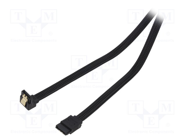 Cable: SATA; SATA plug,SATA plug angled; 0.5m; SATA III; black