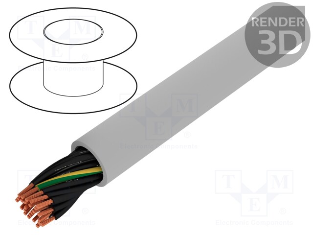Wire; stranded; Cu; JZ-500-PUR; 25G0,5mm2; unshielded; grey; PUR