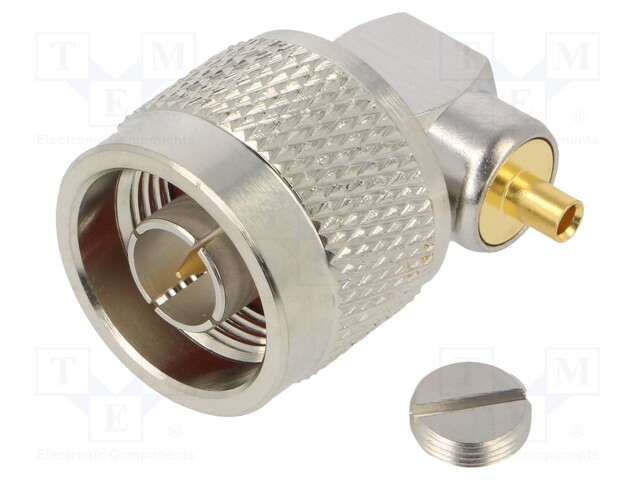 Plug; N; male; angled 90°; 50Ω; soldering; teflon; gold-plated