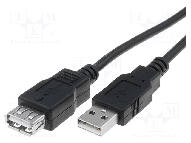 Cable; USB 2.0; USB A socket,USB A plug; nickel plated; 1.8m
