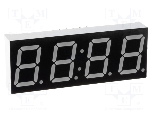 Display: LED; 7-segment; 14.2mm; 0.56"; No.char: 4; yellow; 8mcd