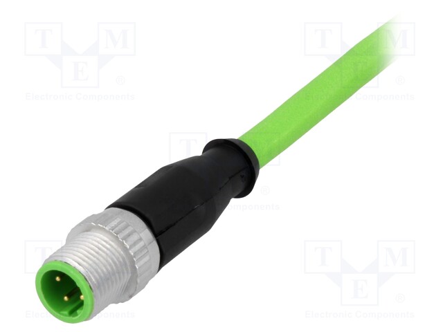 Plug; M12; PIN: 4; male; D code-Ethernet; 5m; Insulation: TPU; cables